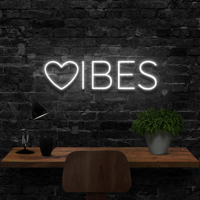 "VIBES" Neon Sign 40cm (1.3ft) / White / LED Neon by Neon Icons