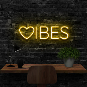 "VIBES" Neon Sign 40cm (1.3ft) / Yellow / LED Neon by Neon Icons