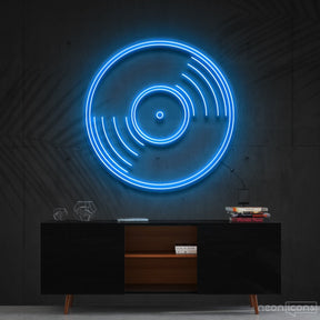 "Vinyl Record" Neon Sign 60cm (2ft) / Ice Blue / Cut to Shape by Neon Icons