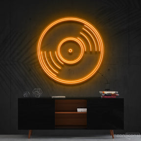 "Vinyl Record" Neon Sign 60cm (2ft) / Orange / Cut to Shape by Neon Icons