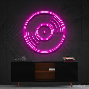 "Vinyl Record" Neon Sign 60cm (2ft) / Pink / Cut to Shape by Neon Icons