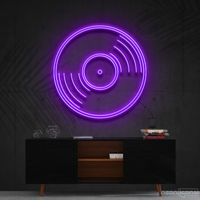 "Vinyl Record" Neon Sign 60cm (2ft) / Purple / Cut to Shape by Neon Icons