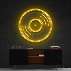 "Vinyl Record" Neon Sign 60cm (2ft) / Yellow / Cut to Shape by Neon Icons