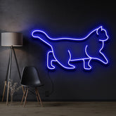 "Walking Cat" Pet Neon Sign 60cm / Blue / Cut to Shape by Neon Icons