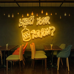 "What's Your Poison?" Neon Sign for Bars & Restaurants 90cm (3ft) / Yellow / LED Neon by Neon Icons