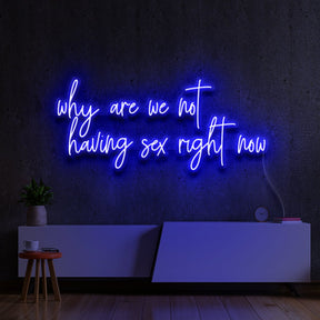 "Why Are We Not Having Sex Right Now" Neon Sign 90cm (3ft) / Blue / LED Neon by Neon Icons