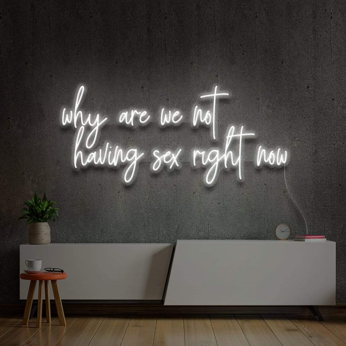 "Why Are We Not Having Sex Right Now" Neon Sign 90cm (3ft) / White / LED Neon by Neon Icons