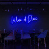 "Wine & Dine" Neon Sign for Bars & Restaurants 90cm (3ft) / Blue / LED Neon by Neon Icons