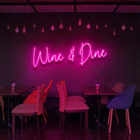 "Wine & Dine" Neon Sign for Bars & Restaurants 90cm (3ft) / Pink / LED Neon by Neon Icons