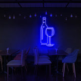 "Wine" Neon Sign for Bars & Restaurants 90cm (3ft) / Blue / LED Neon by Neon Icons