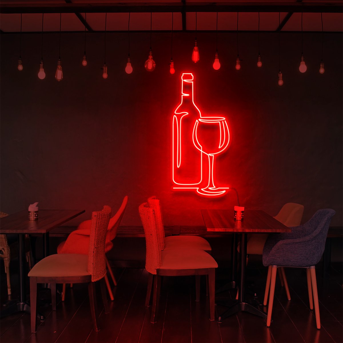 "Wine" Neon Sign for Bars & Restaurants 90cm (3ft) / Red / LED Neon by Neon Icons