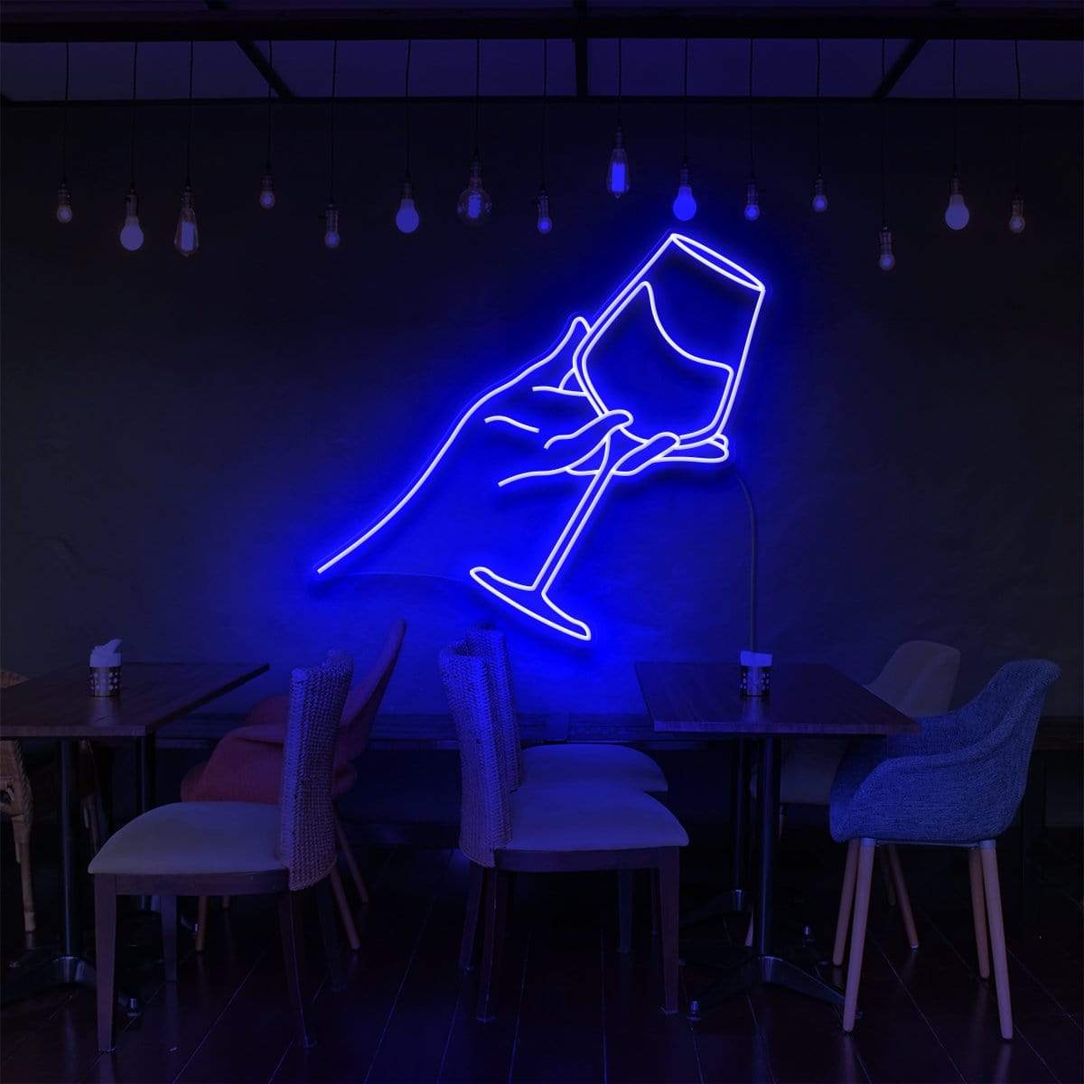 "Wine Tasting" Neon Sign for Bars & Restaurants 60cm (2ft) / Blue / LED Neon by Neon Icons