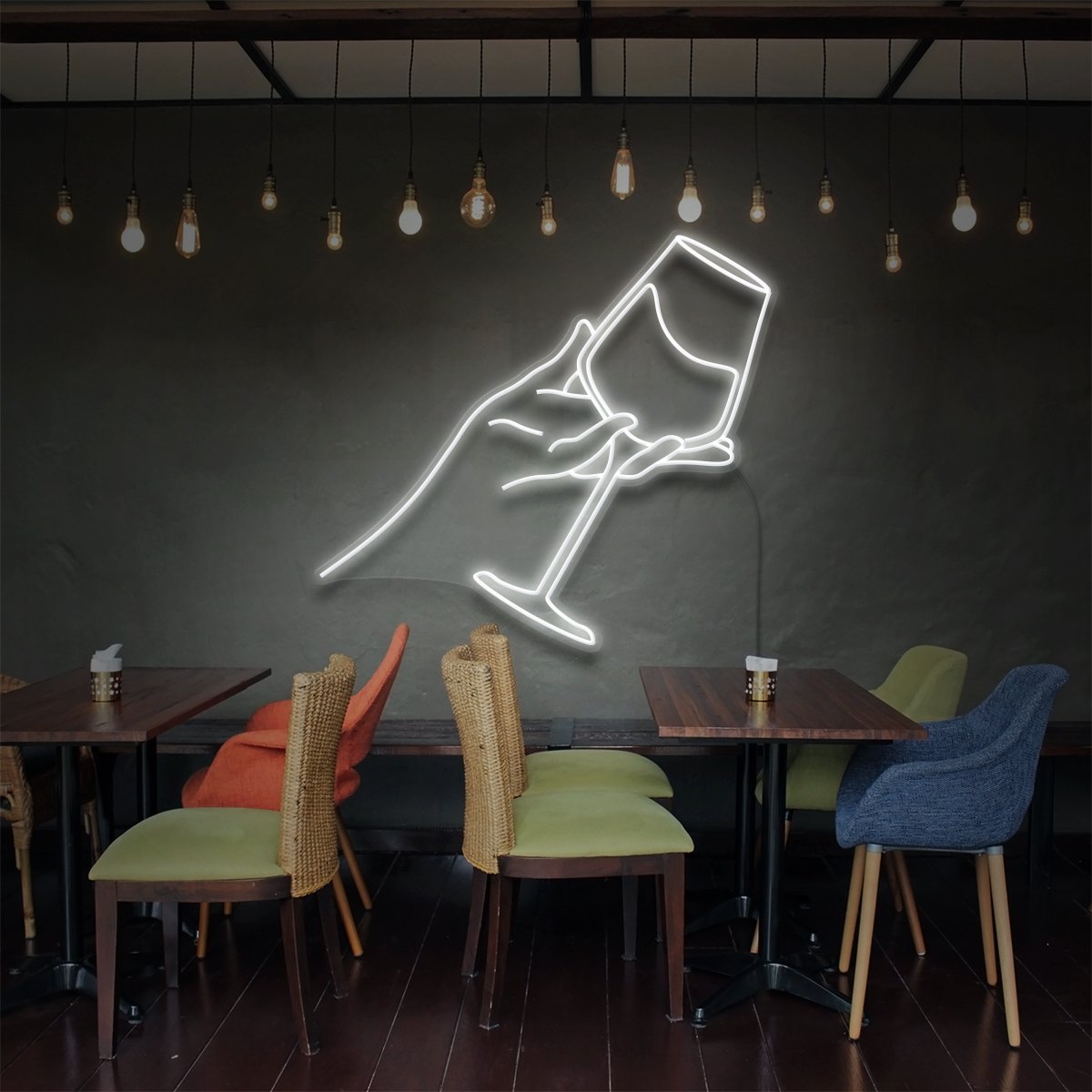"Wine Tasting" Neon Sign for Bars & Restaurants 60cm (2ft) / White / LED Neon by Neon Icons
