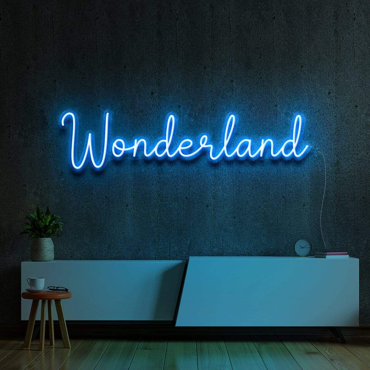 "Wonderland" Neon Sign 60cm (2ft) / Ice Blue / LED Neon by Neon Icons