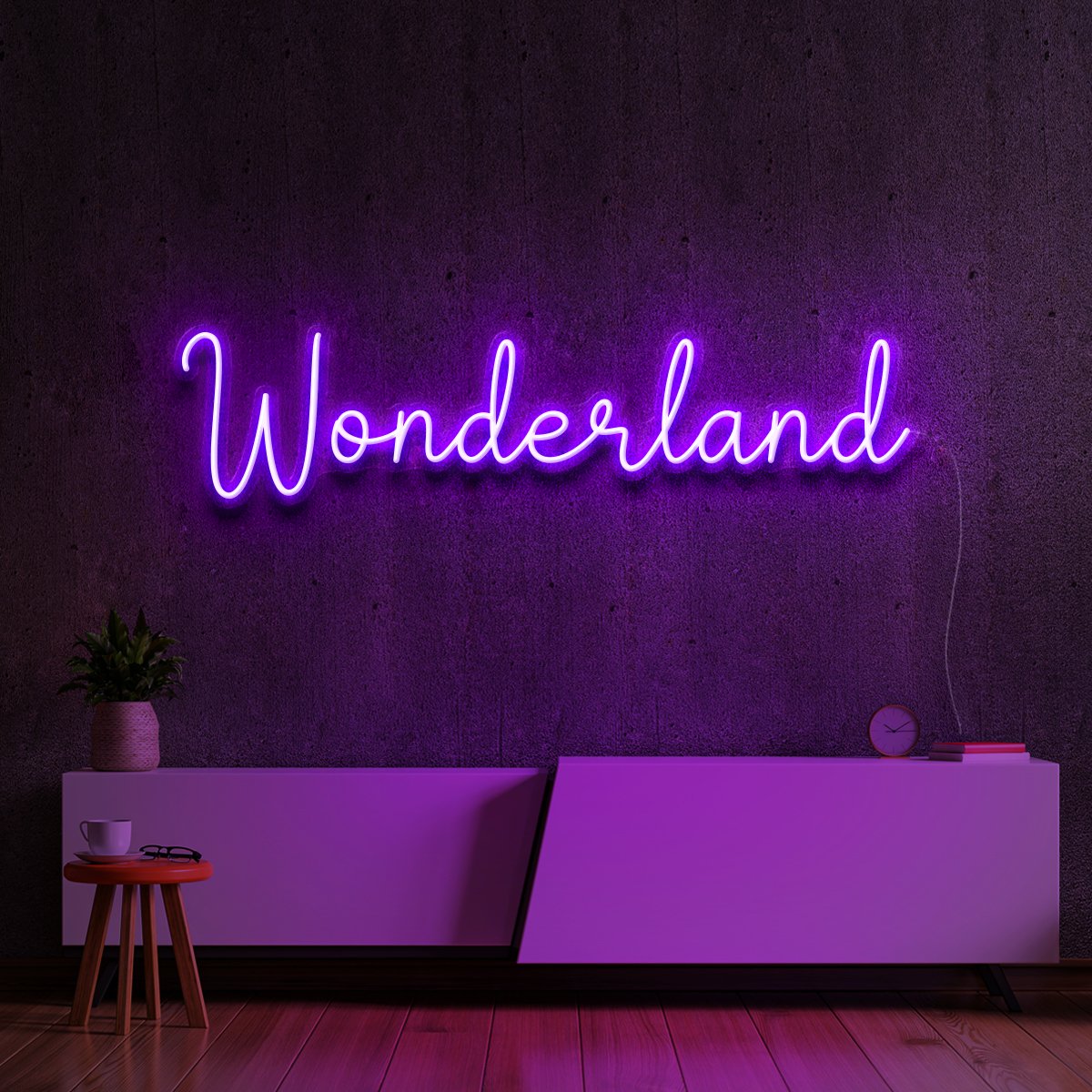 "Wonderland" Neon Sign 60cm (2ft) / Purple / LED Neon by Neon Icons