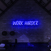 "Work Harder" Neon Sign for Gyms & Fitness Studios 60cm (2ft) / Blue / LED Neon by Neon Icons