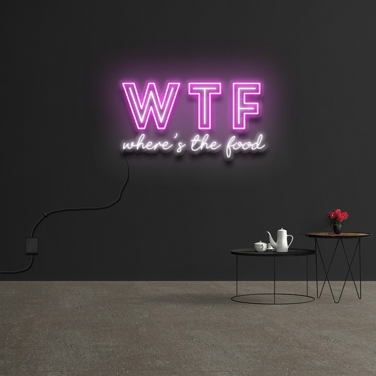 "WTF, Where's The Food" Custom Neon Sign