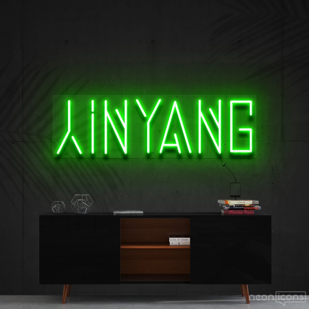 "Yin Yang" Neon Sign 60cm (2ft) / Green / Cut to Shape by Neon Icons