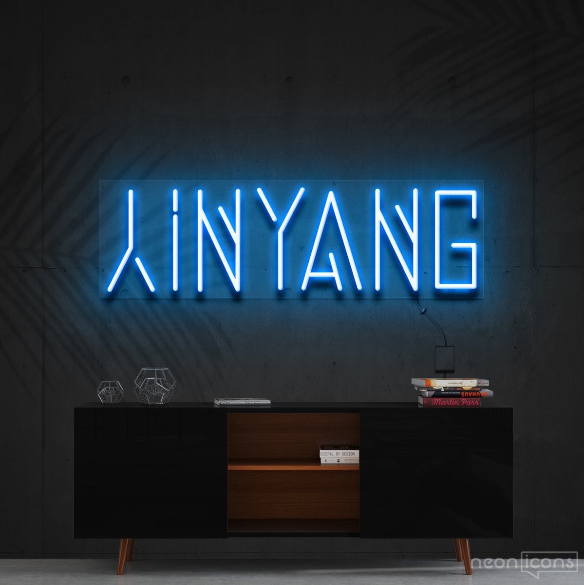 "Yin Yang" Neon Sign 60cm (2ft) / Ice Blue / Cut to Shape by Neon Icons