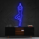 "Yoga Tree Pose" Neon Sign 60cm (2ft) / Blue / Cut to Shape by Neon Icons