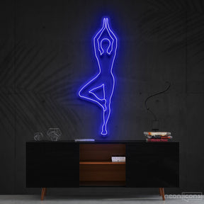 "Yoga Tree Pose" Neon Sign 60cm (2ft) / Blue / Cut to Shape by Neon Icons