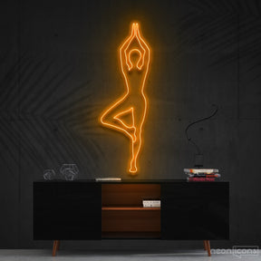 "Yoga Tree Pose" Neon Sign 60cm (2ft) / Orange / Cut to Shape by Neon Icons