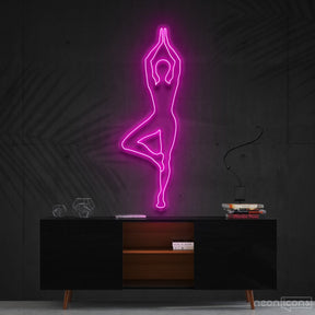 "Yoga Tree Pose" Neon Sign 60cm (2ft) / Pink / Cut to Shape by Neon Icons