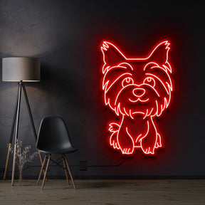 "Yorkshire terrier Puppy" Pet Neon Sign 60cm / Red / Cut to Shape by Neon Icons