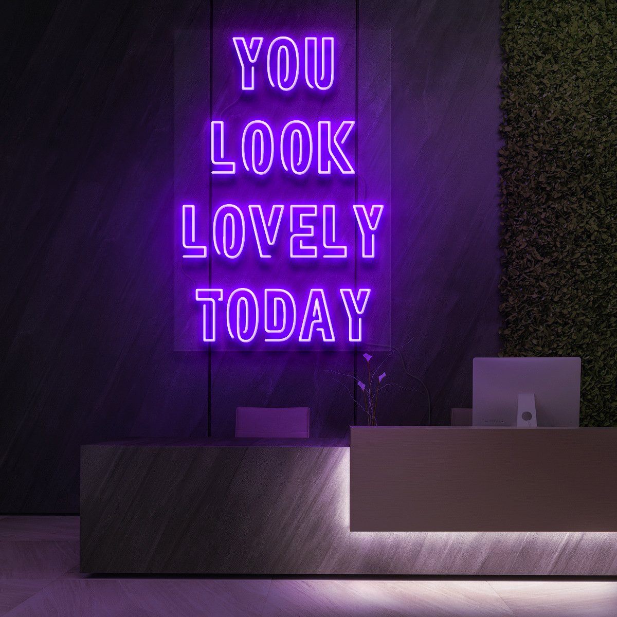 "You Look Lovely Today" Neon Sign for Beauty Salons & Cosmetic Studios 60cm (2ft) / Purple / LED Neon by Neon Icons