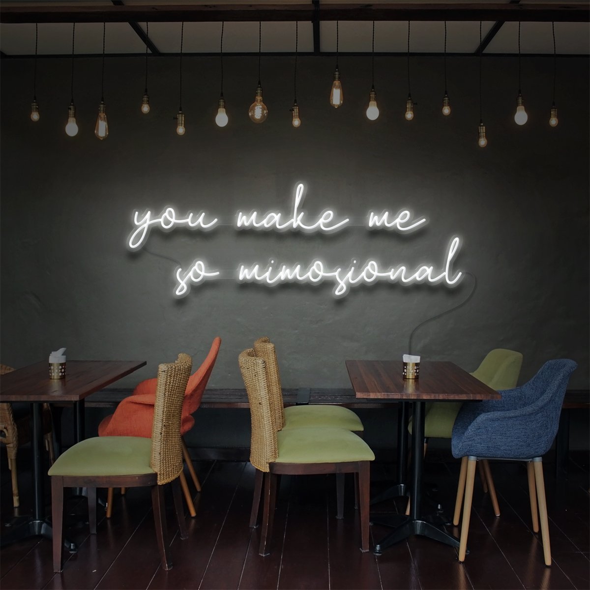 "You Make Me So Mimosional" Neon Sign for Bars & Restaurants 90cm (3ft) / White / LED Neon by Neon Icons