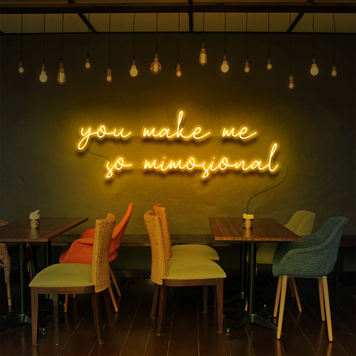 "You Make Me So Mimosional" Neon Sign for Bars & Restaurants 90cm (3ft) / Yellow / LED Neon by Neon Icons