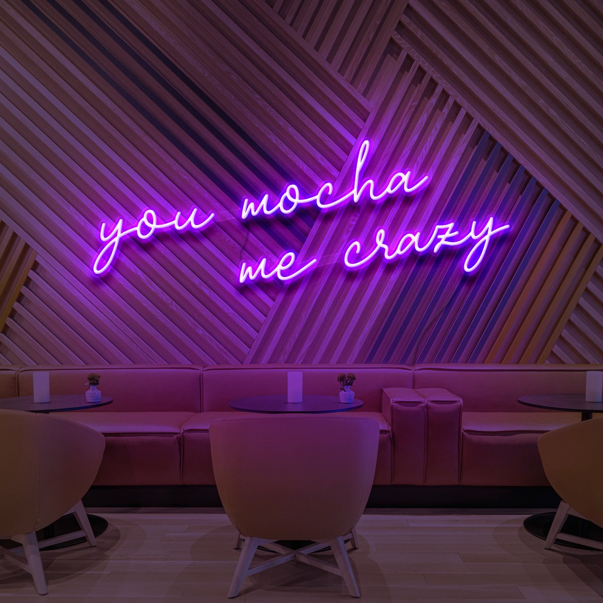 "You Mocha Me Crazy" Neon Sign for Cafés 60cm (2ft) / Purple / LED Neon by Neon Icons