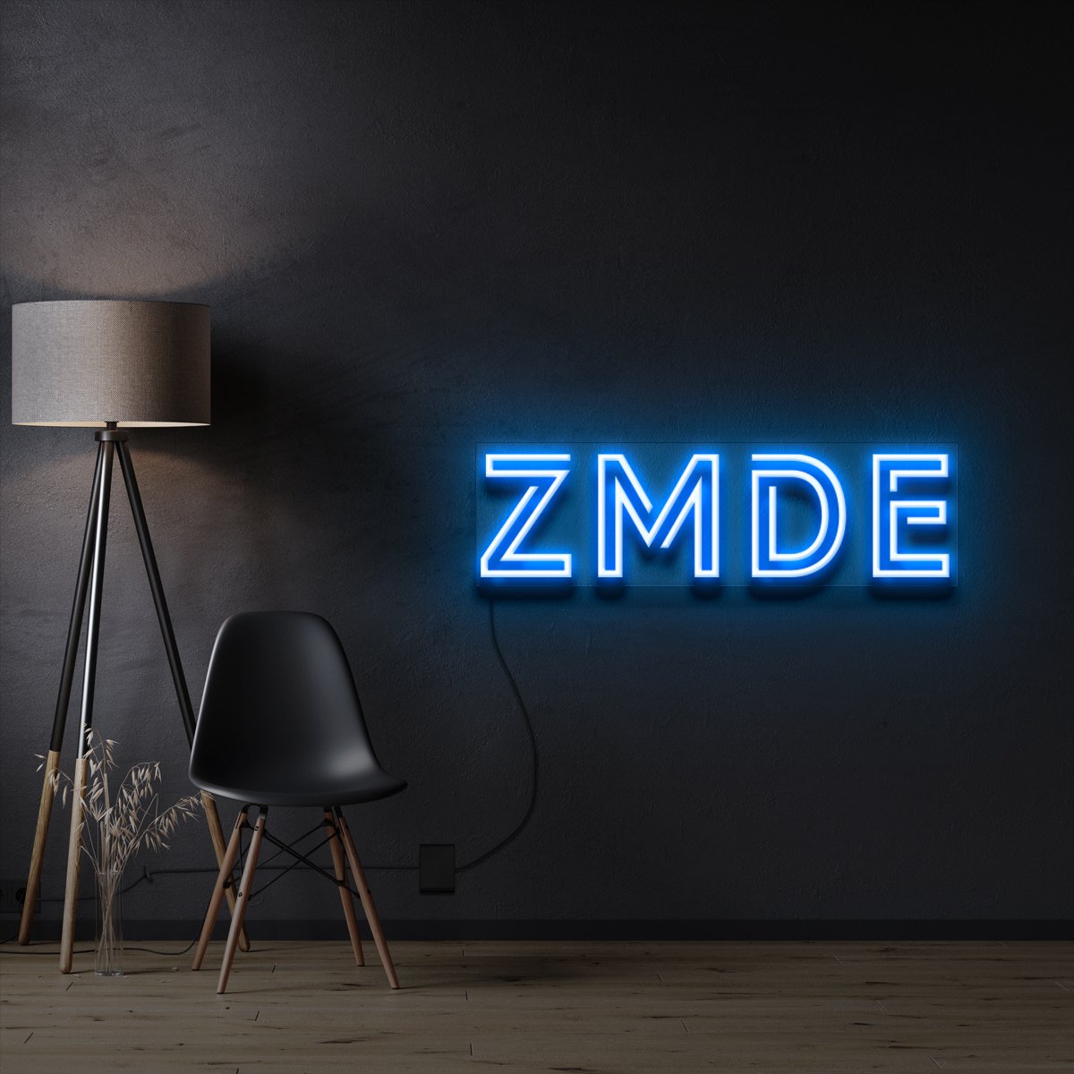 "ZMDE" Custom Neon Sign 120cm x 30cm / Ice Blue / LED Neon by Neon Icons